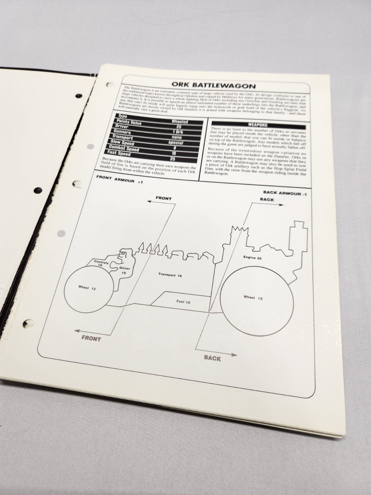 Games Workshop Warhammer 40k Vehicle Manual - 1992 Read