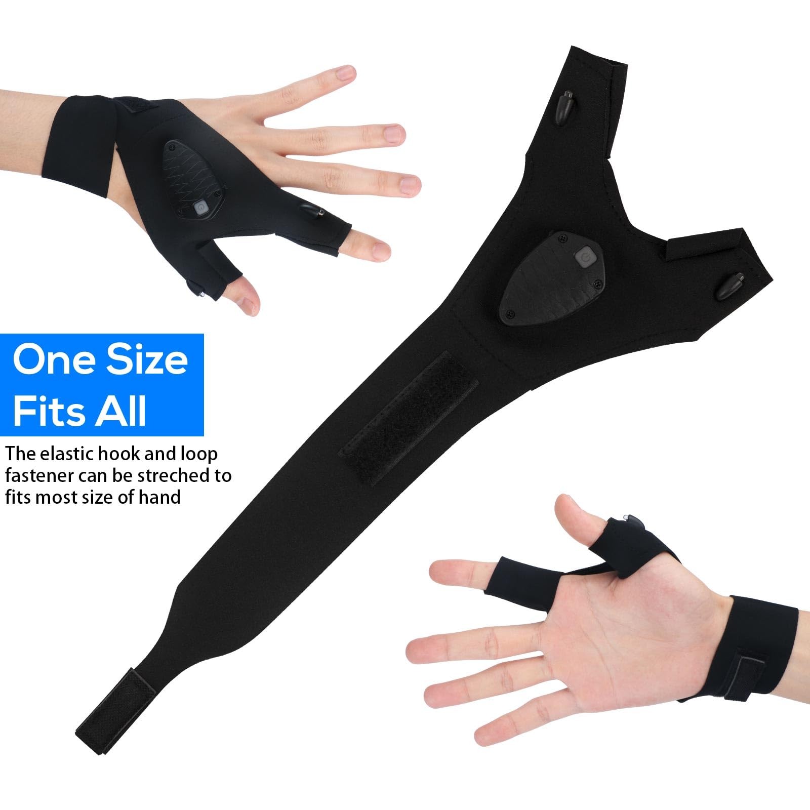 MOIPEJO LED Flashlight Gloves Rechargeable, Mens Stocking Black