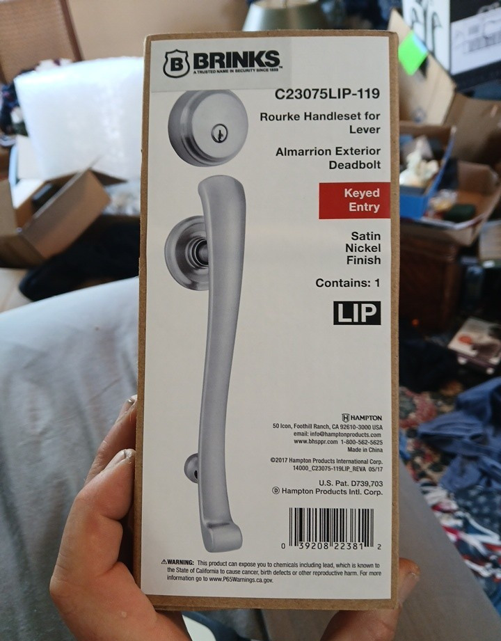 Brinks Rourke Keyed Entry Lever Handleset w/ Deadbolt Satin Nickel C23075LIP-119