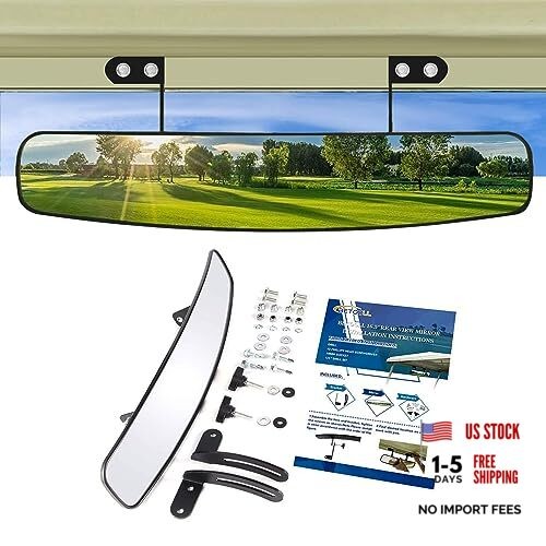 16.5" Wide Rear View Convex Golf Cart Mirror for EZ Go, Club Car, Yamaha