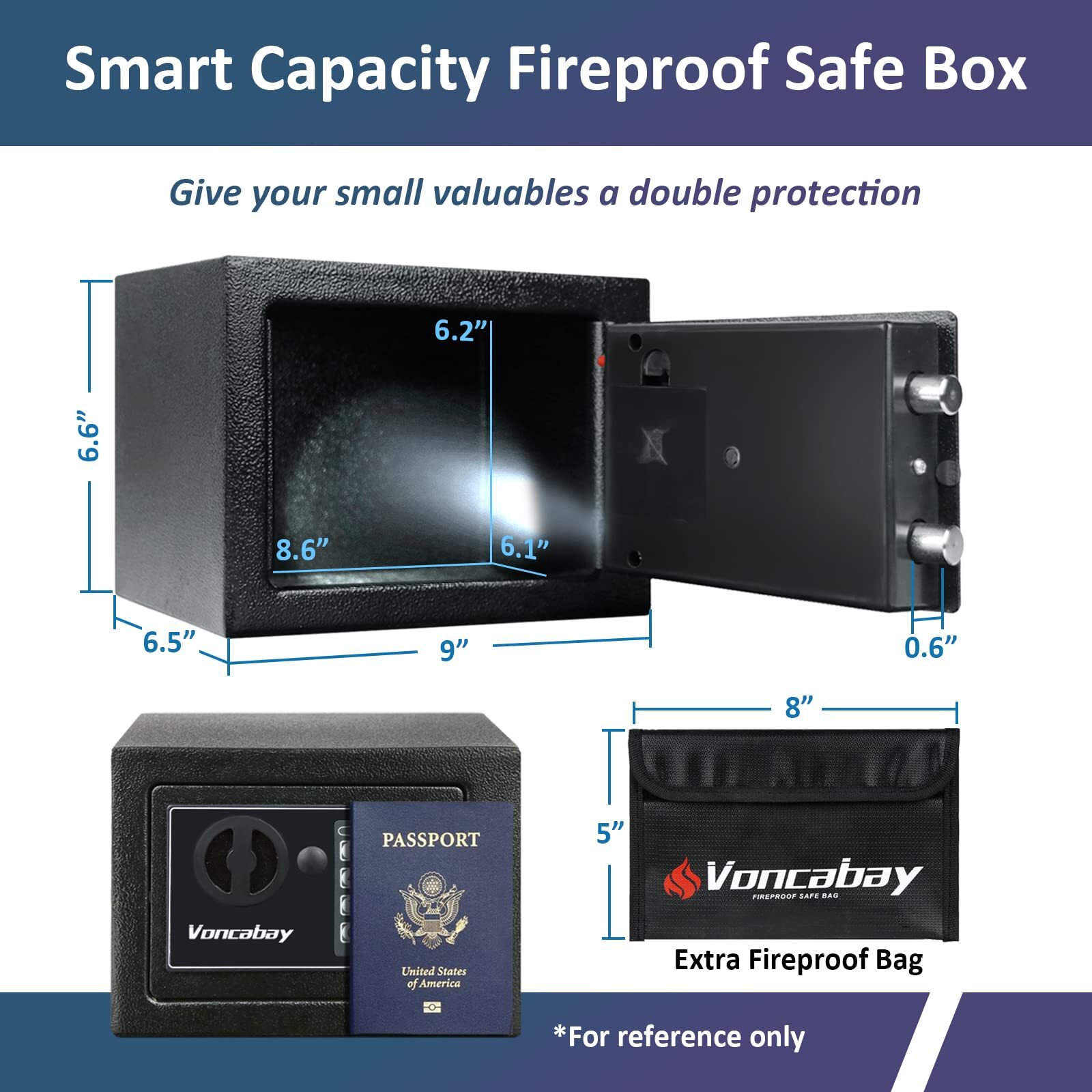 Voncabay Money Safe Box for Home with Sensor Light & Fireproof Security Safe Box