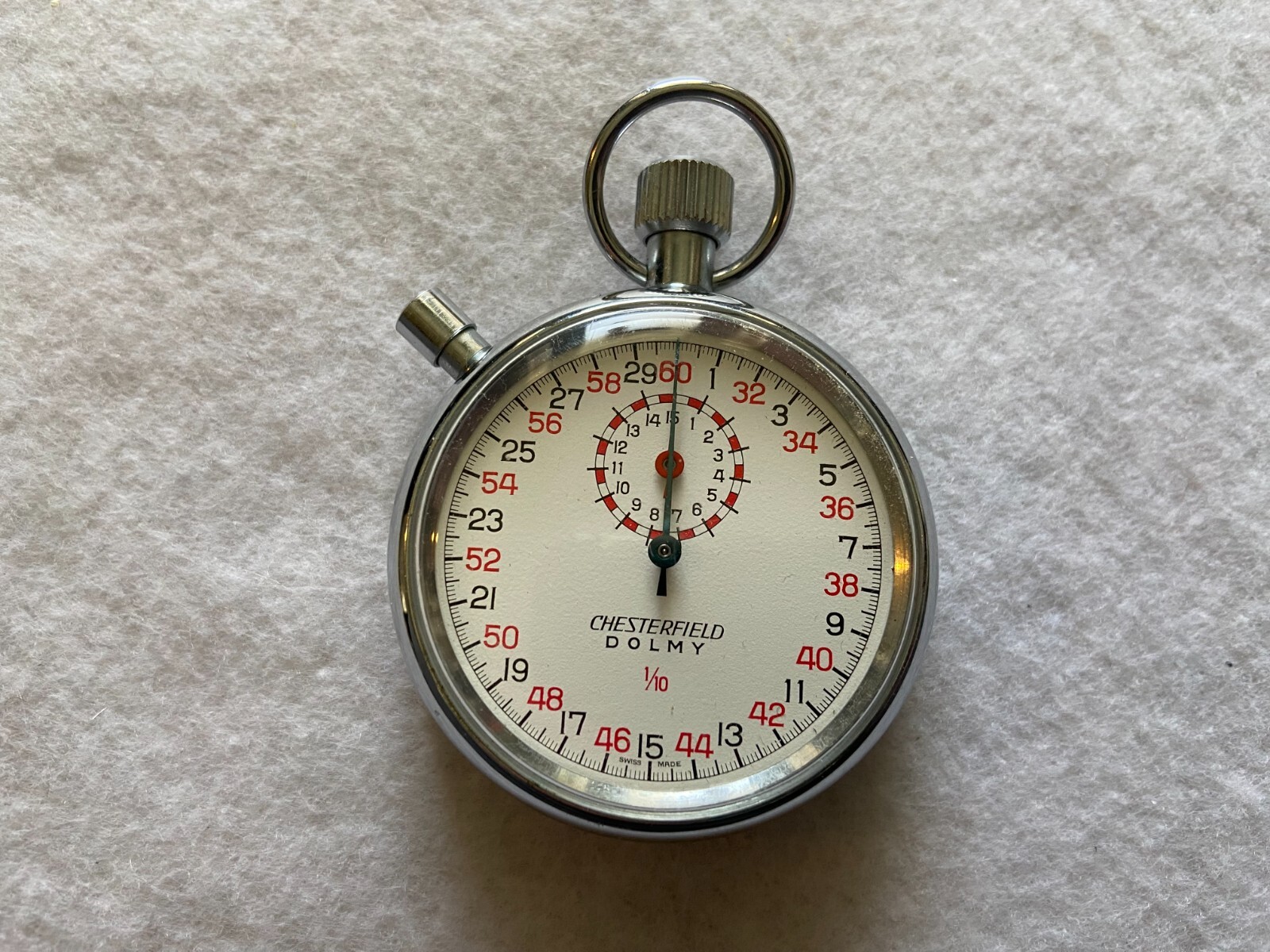 Swiss Made Chesterfield Dolmy 1/10 Mechanical Wind Up Stop Watch