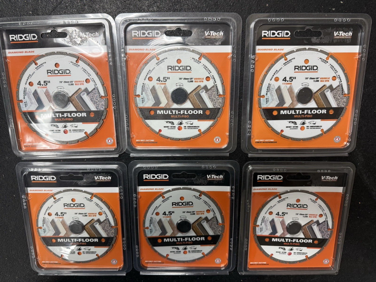 LOT OF 6 RIDGID 1009602231 4.5" Multi-Floor V-TECH HC-VBFL45 Diamond Blade
