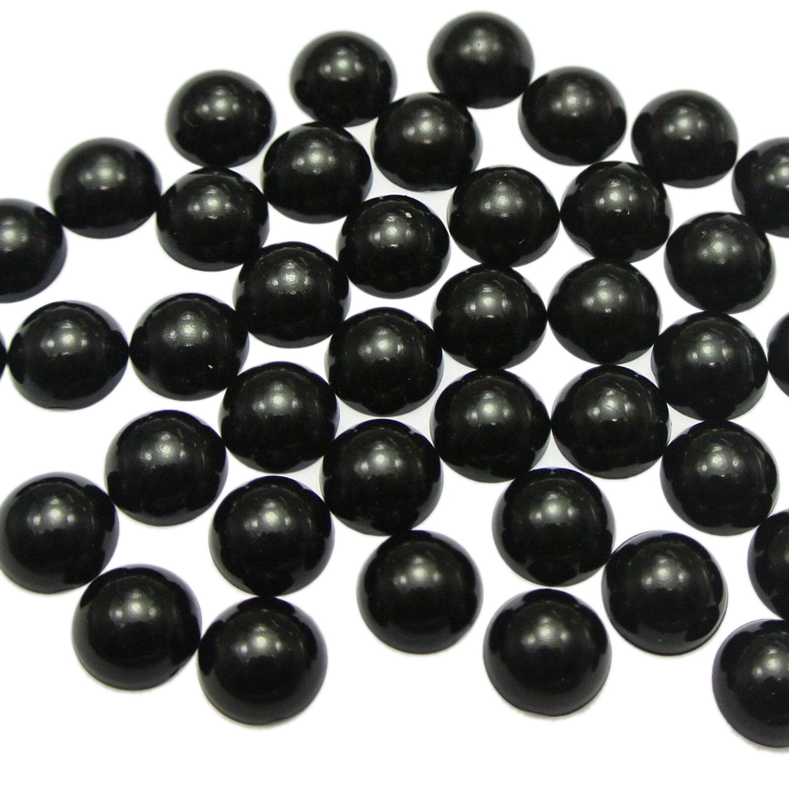 200 Black Half Pearl Bead 10mm Flat Back Gem Scrapbook Craft