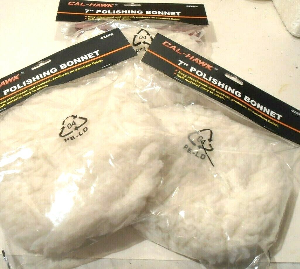 BUFFING 3 PC. NEW 7" INCH CAR POLISHING BUFFING BONNET  ELASTIC FITTED
