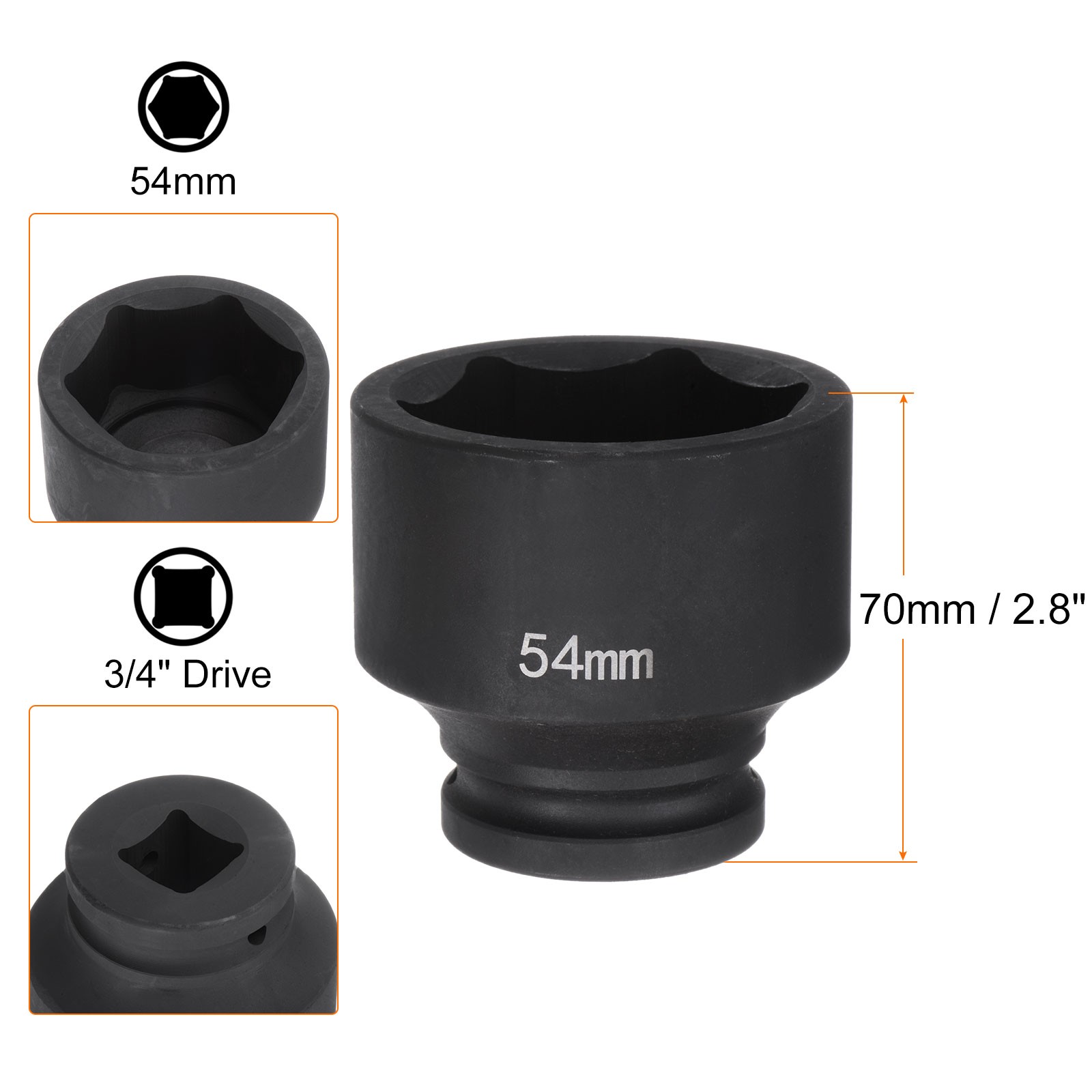 6 Point Impact Socket 3/4" Drive 54mm Metric 40Cr Impact Socket