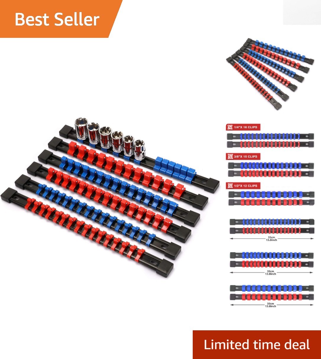 Durable 6-Piece ABS Socket Holder Set - Versatile Organizer for 86 Sockets