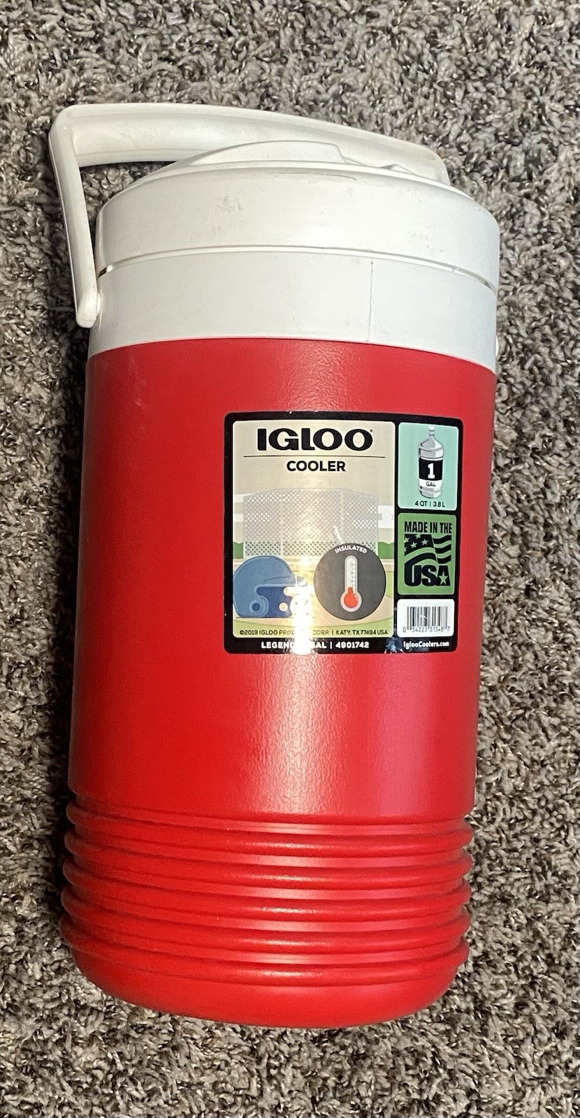 Igloo 1 Gallon Water Jug With Handle Cooler White And Red Camping Hunting