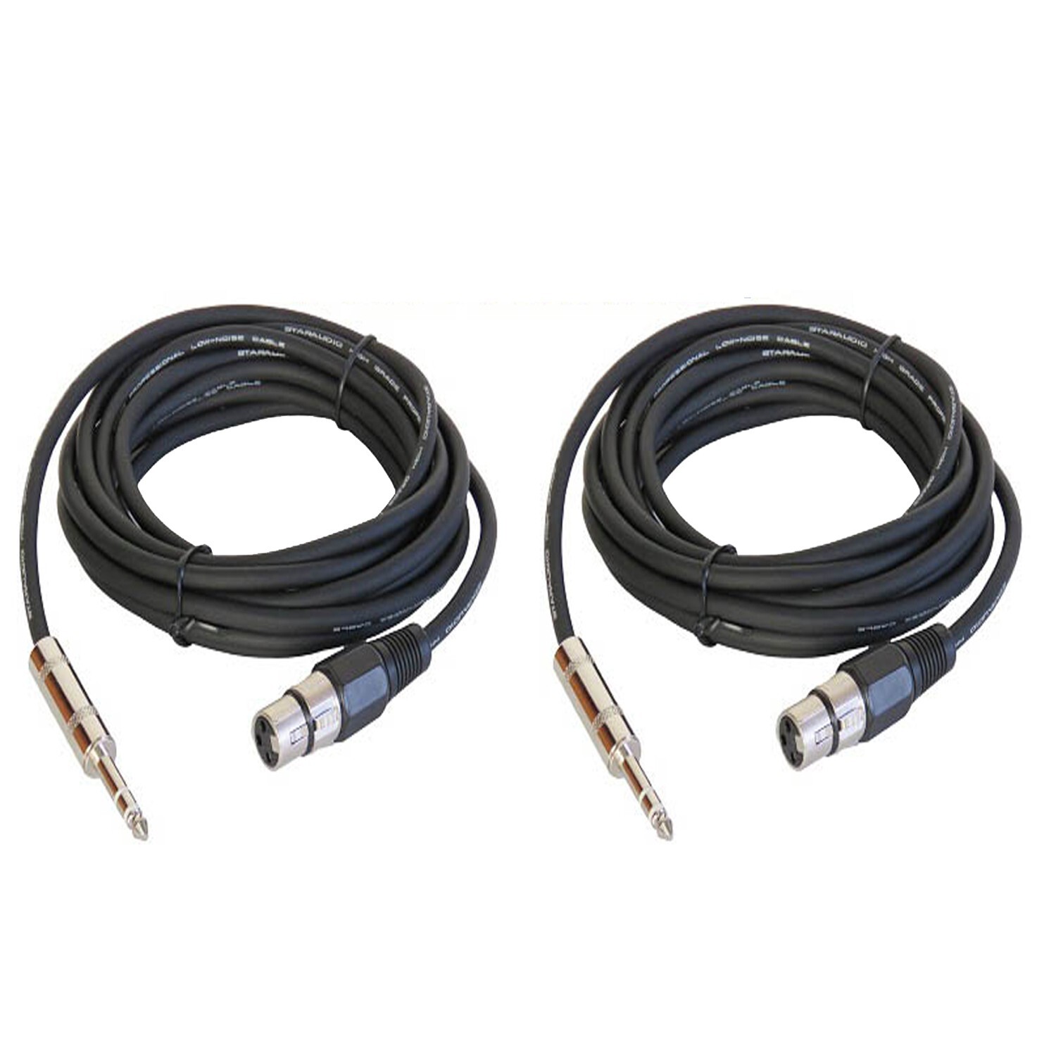 2Pcs 25ft XLR Cables Quarter Inch Stereo To 3 Pin XLR Female Cable Audio Cable