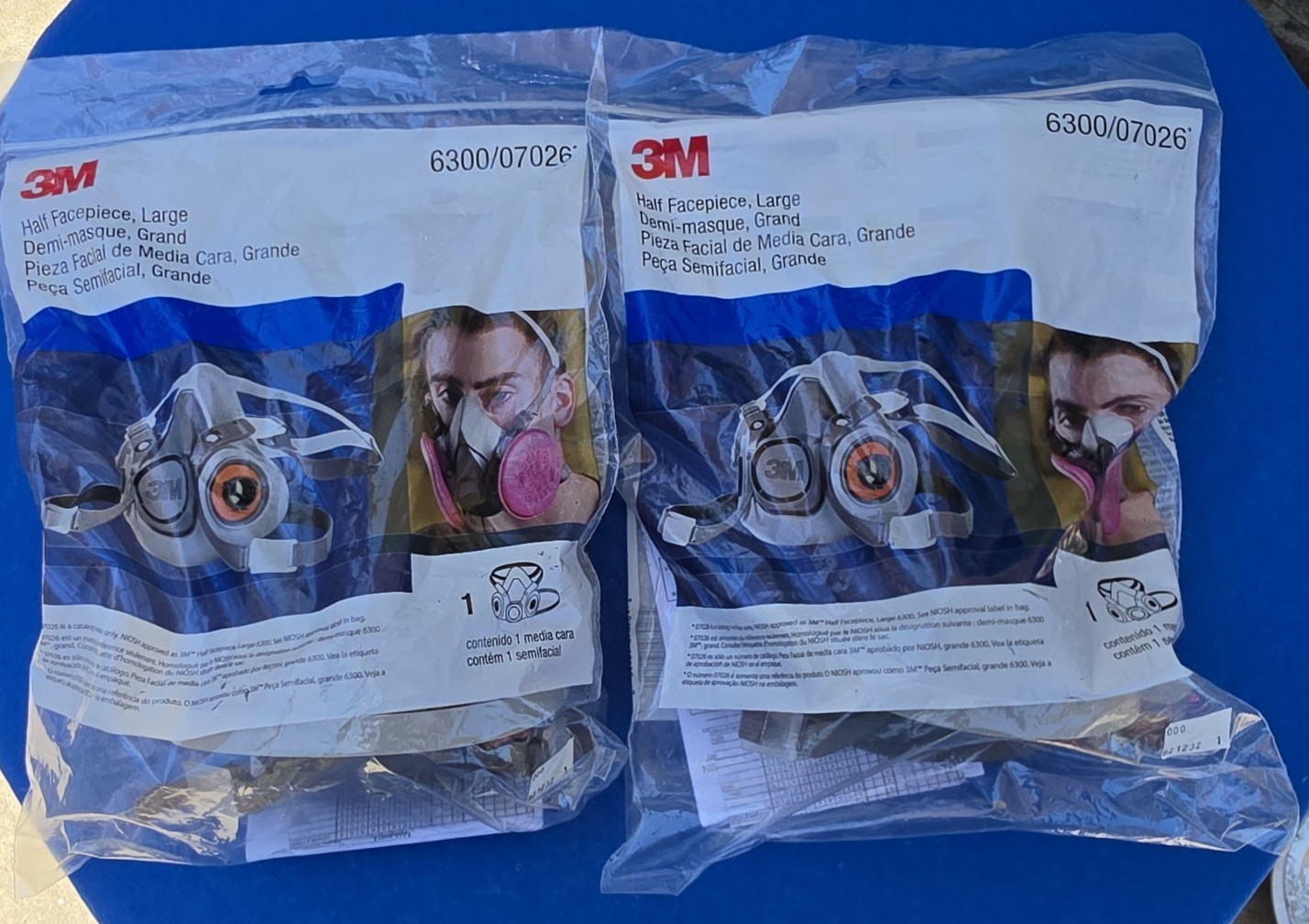 Lot of 2ea. 3M 6300/07026 Half Facepiece Reusable Respirator Size Large