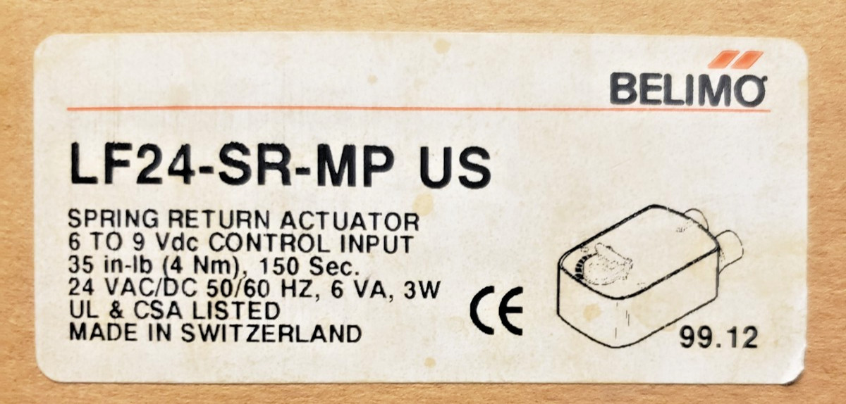 BELIMO LF24-SR-MP US SPRING RETURN ACTUATOR