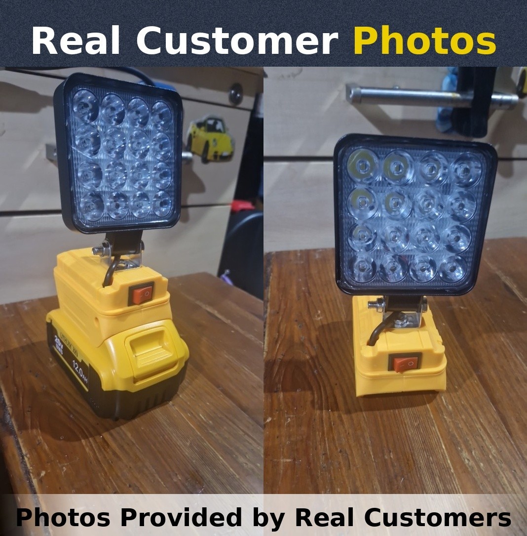 LED 54W 3000LM Flashlight Work Light Powered For DeWalt 20V Li-ion Battery