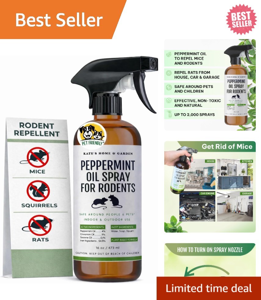 Aerosol Peppermint Oil Spray for Mice & Squirrels - 16oz Family-Friendly Formula
