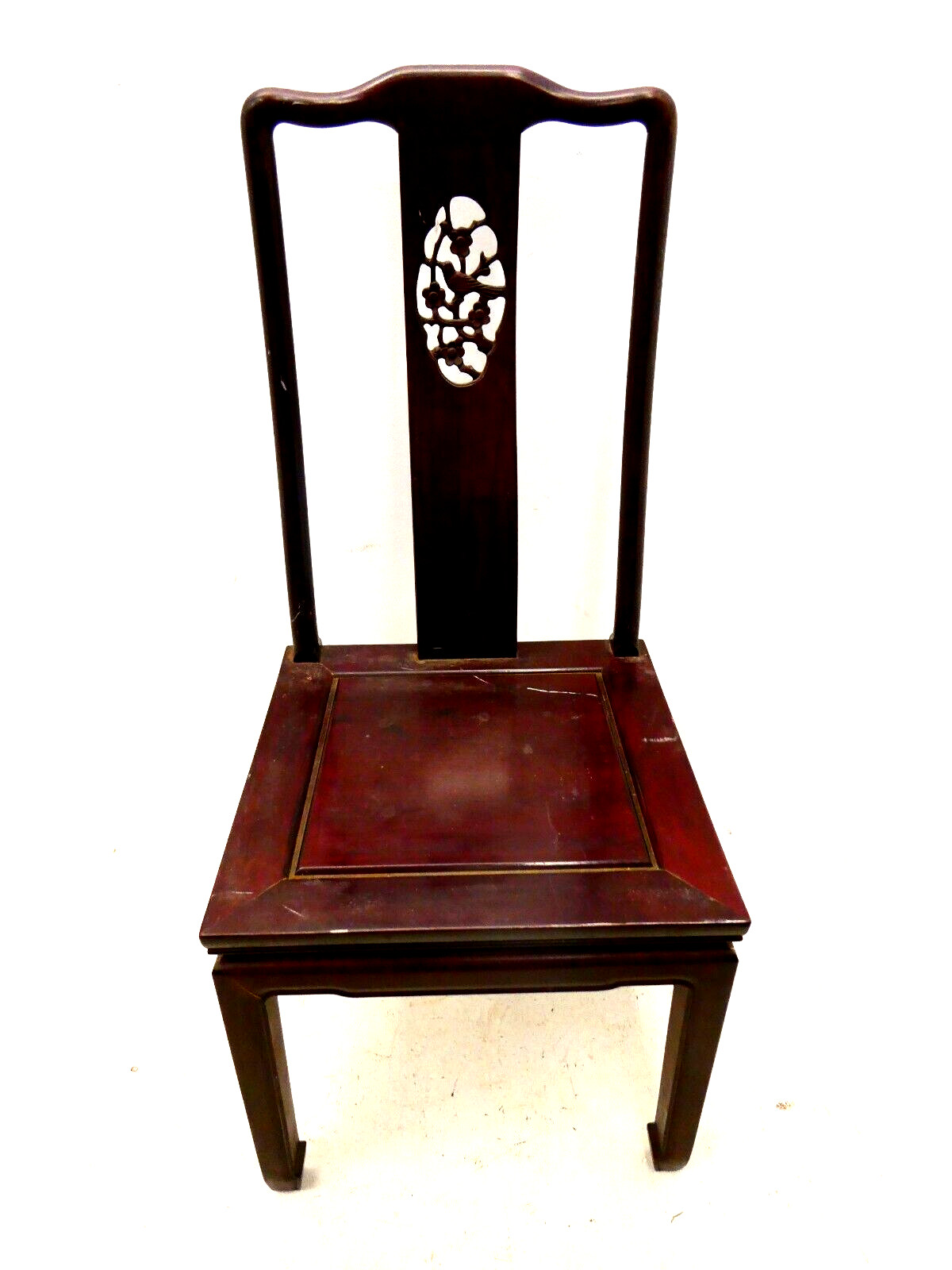 Dark Cherry Rosewood Asian Oriental Bird Flower Dining Room Chair