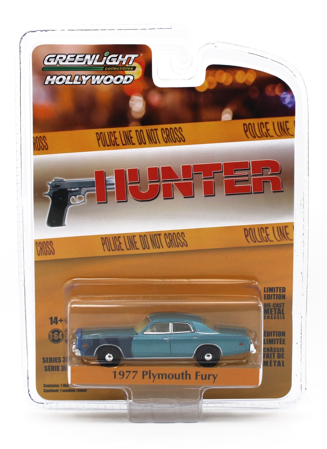 1:64 Greenlight *HOLLYWOOD 36* HUNTER 1977 Plymouth Fury Sedan NIP