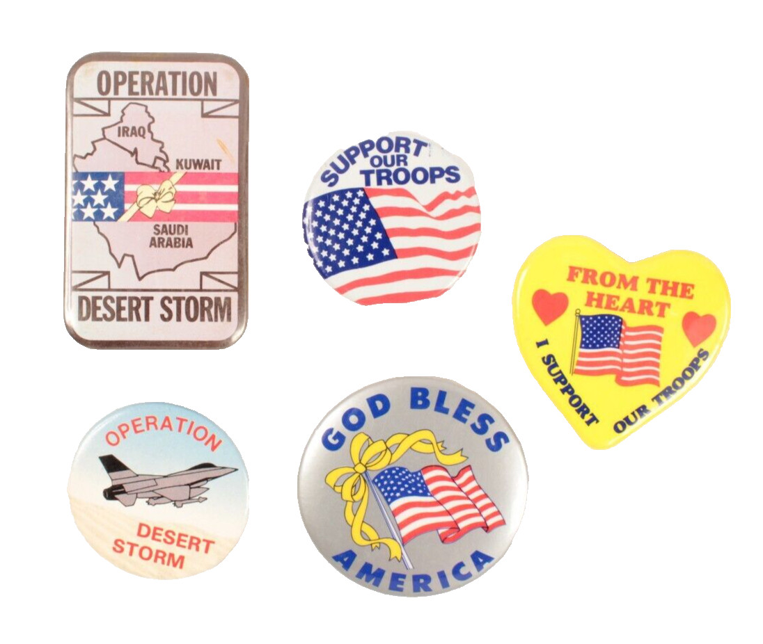 5 Pins Military Related Desert Storm 1991 VGC