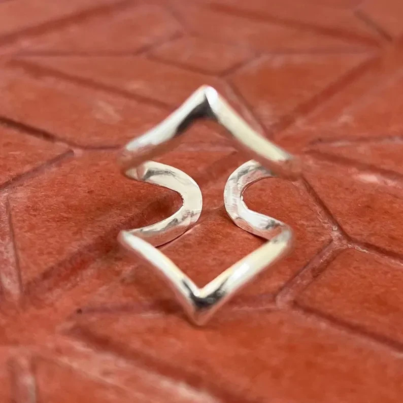 Chevron Ring, 925 Sterling Silver Ring, Splint Knuckle Ring, Adjustabl All size