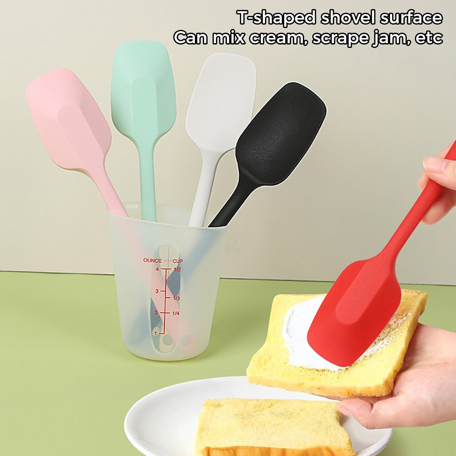 4 Pcs Spoonula Spatula Silicone Set - Heat Resistant Food Grade Flexible Spoon S