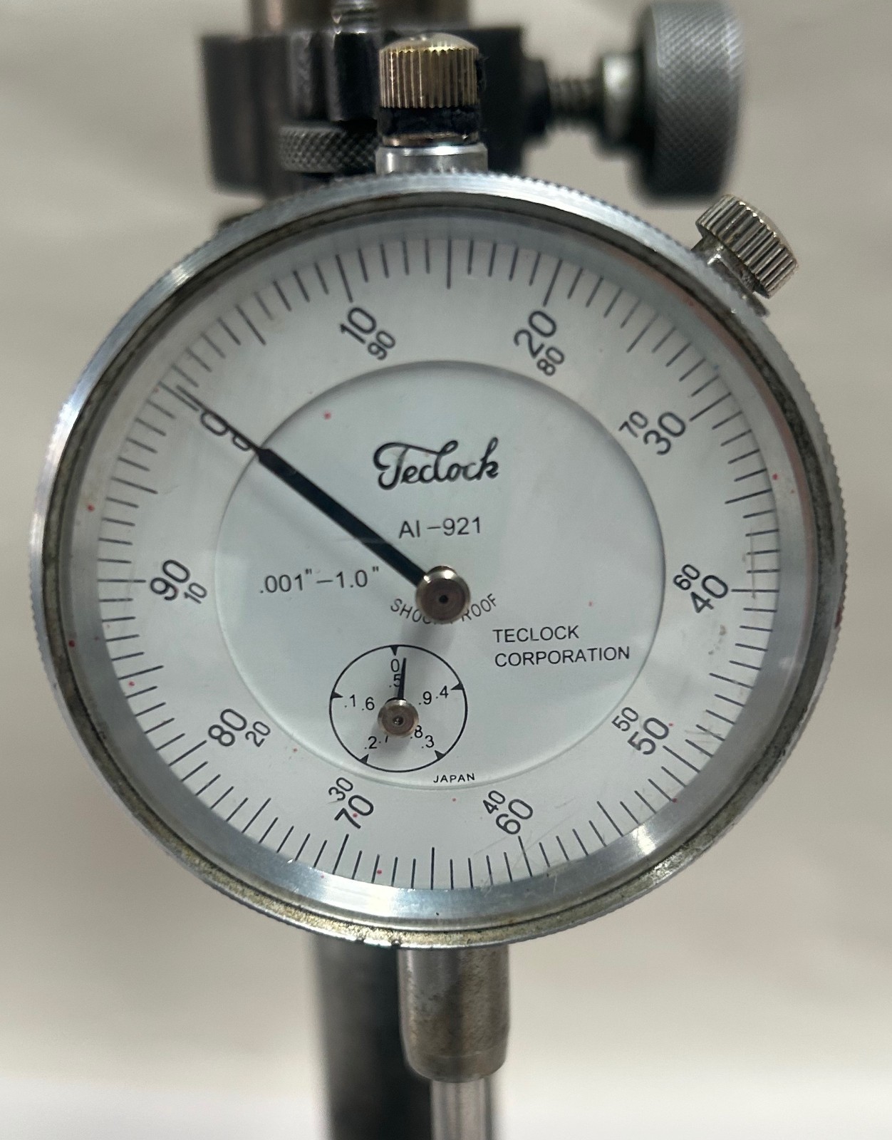 Vintage Teclock Dial Indicator w/ Heavy Granite Indicator Stand Base (D)