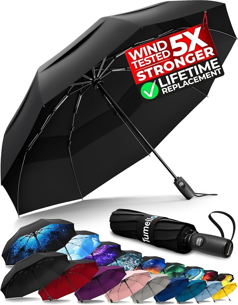 Windproof Travel Umbrella Compact Auto Open Folding Rain Umbrella Portable