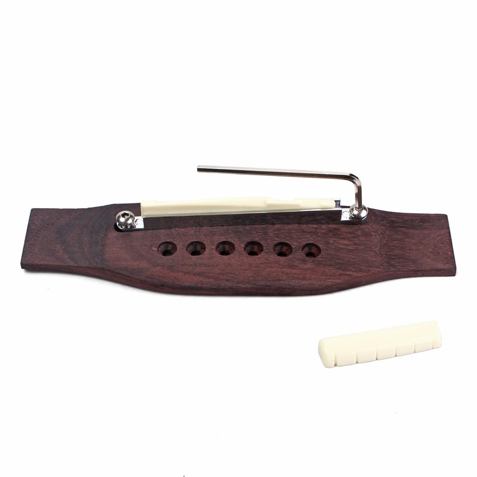 Adjustable Shaft Rosewood Guitar Bridge Saddle Nut Kit For Acoustic Guitar