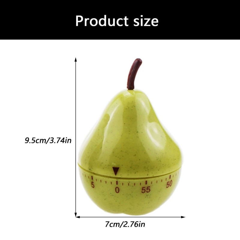 Accurate 60Minute Pear Shaped Timer Mechanical Operation Kitchen Reminder