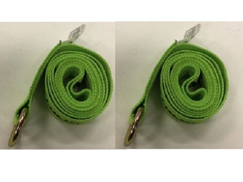 (2)  2" x 8' Hi-VIZ DIAMOND WEAVE Wheel Lift Lasso Straps w/ Steel O-Rings