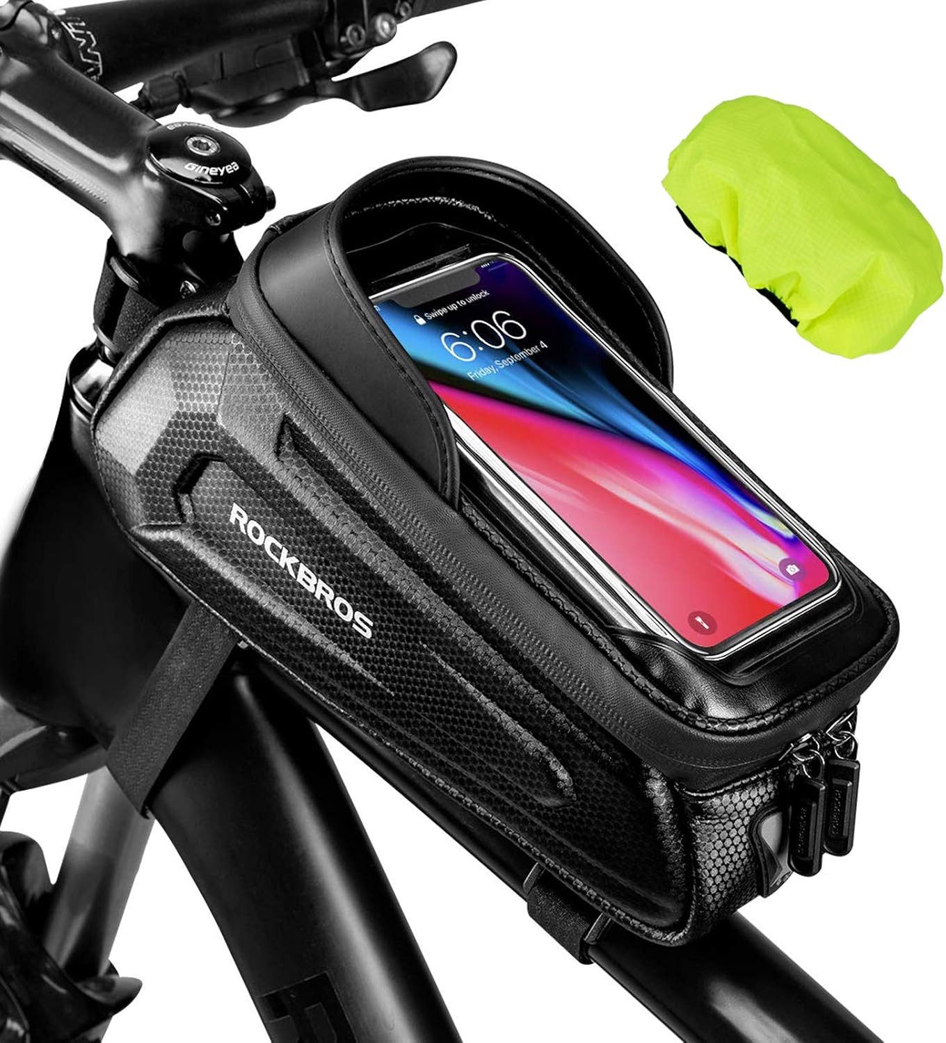 Bike Phone Bag, [Oversized] EVA Waterproof Bike Top Tube Front Frame Bag Phone H