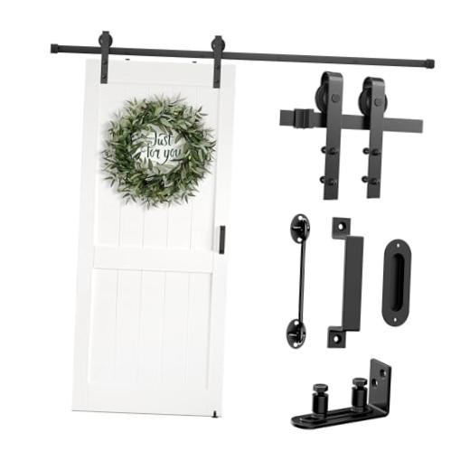 Barn Door Hardware Kit 6.6FT Heavy Duty Sliding Door 6.6FT SINGLE SET Black