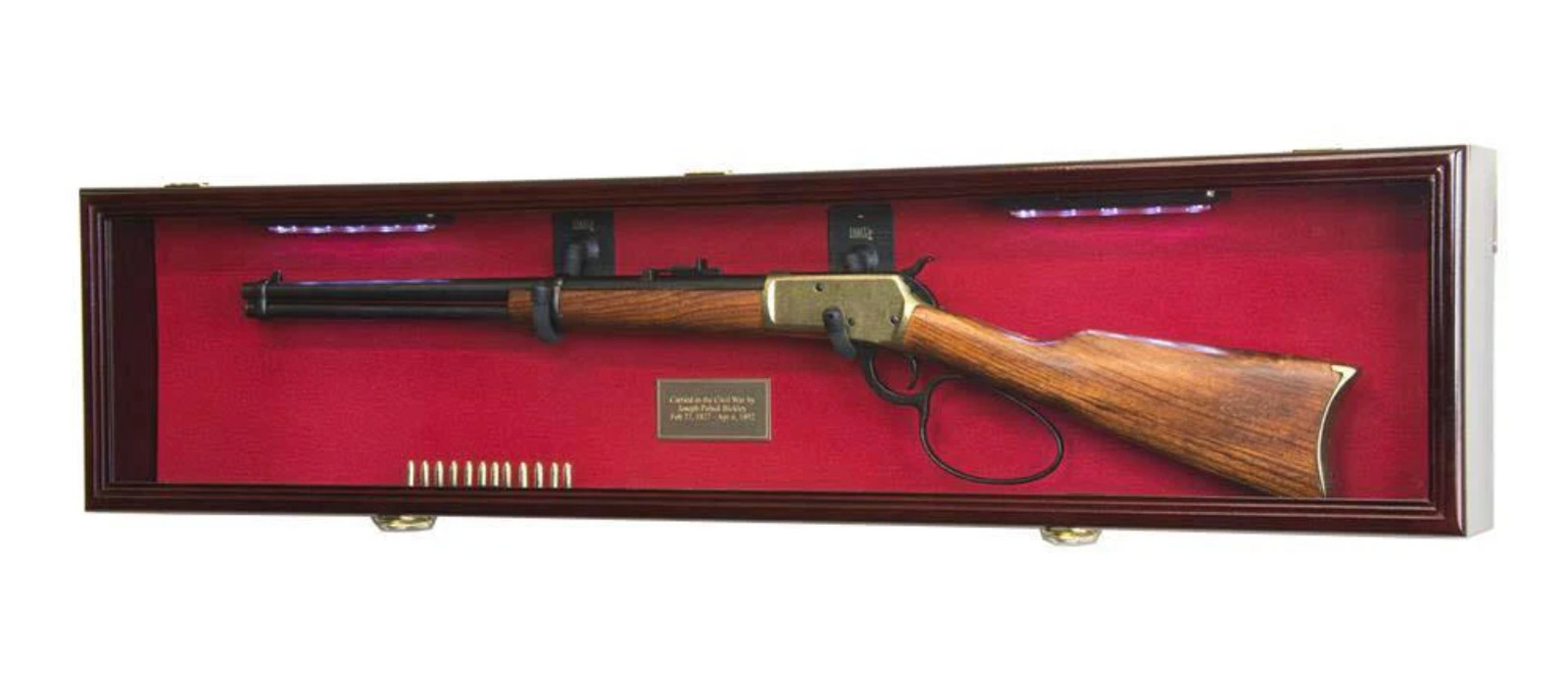 Gun Display Case 44" Rifle Cherry & Red Wood Shotgun Lock Shadow LED Cabinet