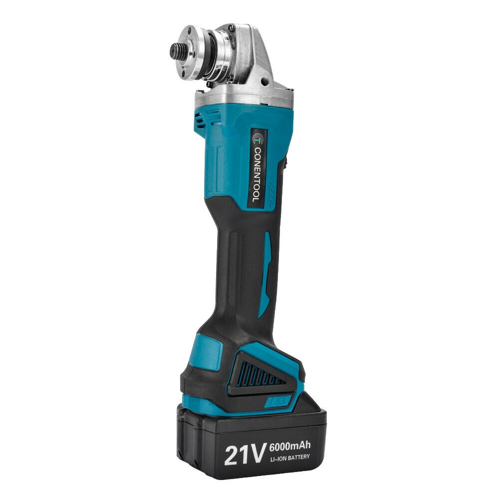 21V Brushless Cordless Angle Grinder, Portable Non-Slip for Home Workshop (Blue)
