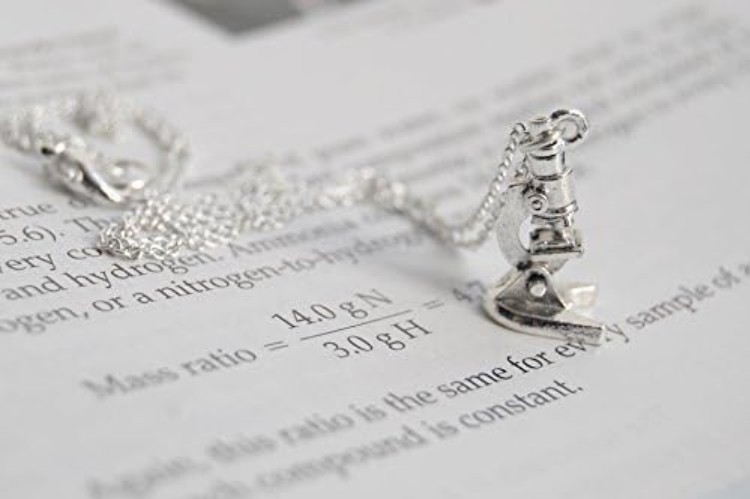 Whimsical Silver-Plated Microscope Necklace - 18″ Gift-Ready Science Jewelry