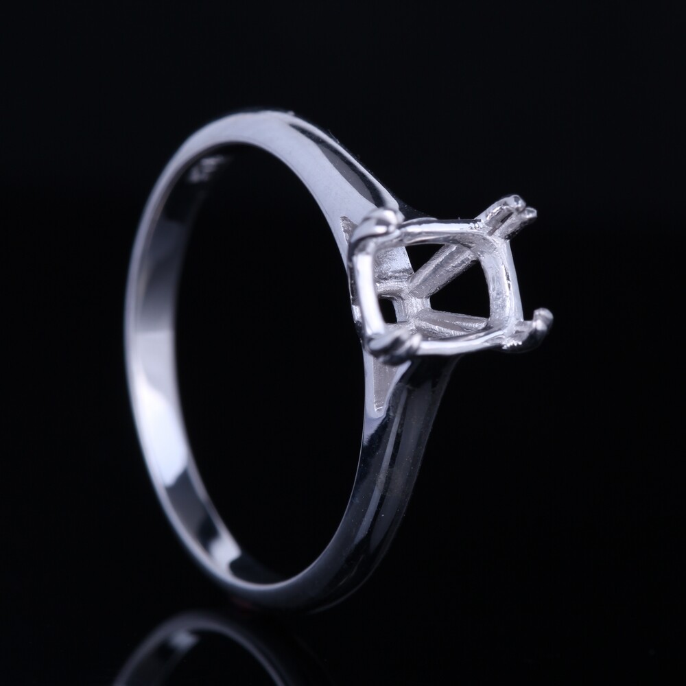 7X5MM Cushion/ Emerald 14K WHITE GOLD SOLITAIRE SETTING ENGAGEMENT WEDDING RING