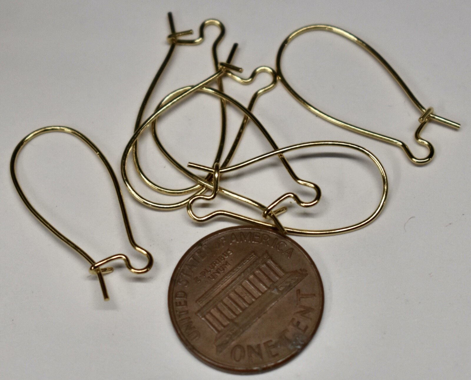 VINTAGE  4 PAIR BRASS EARWIRES EARRING KIDNEY WIRES GOLDTONE EAR WIRE  TB