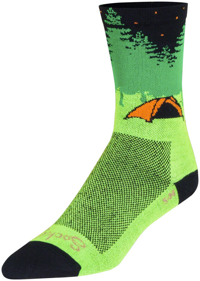 SockGuy Off the Grid Crew Socks - 6 inch, Green/Black/Brown, Small/Medium