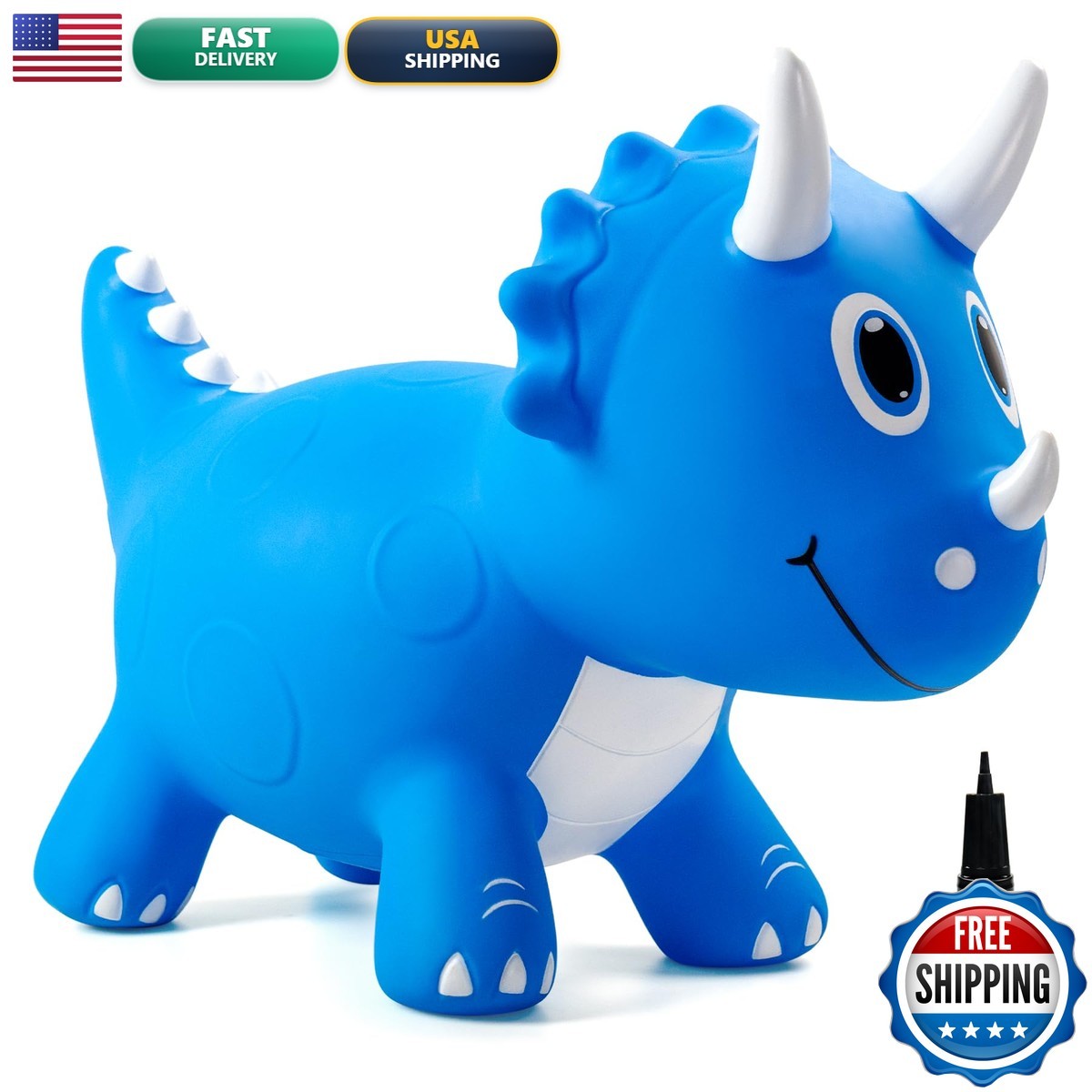 EVERICH TOY Kids Inflatable Triceratops Bounce Hopper for 18 Months-4 Years Boys