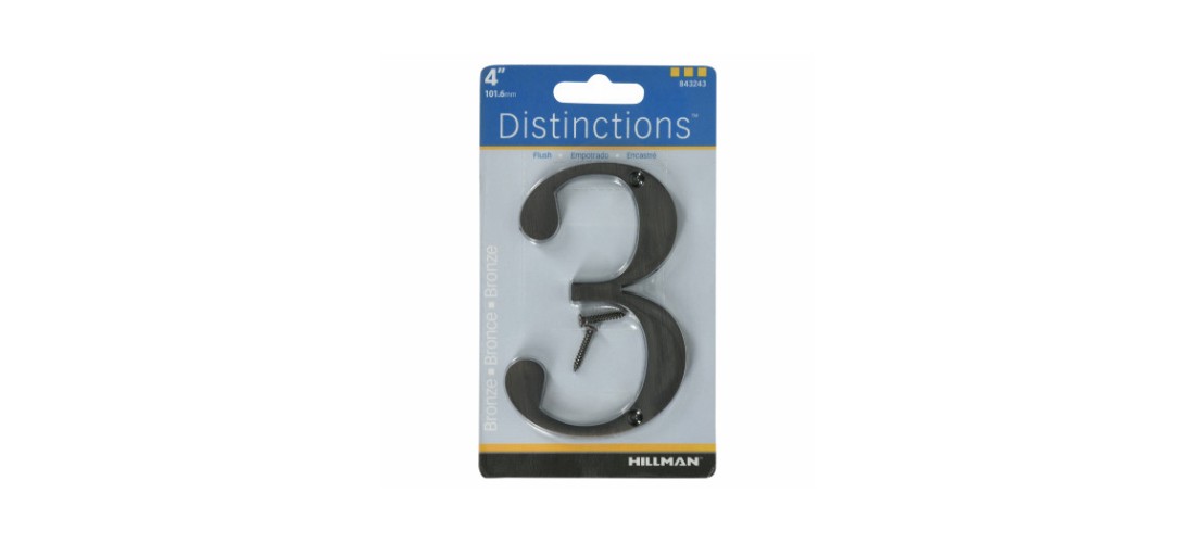Hillman 843243 Number Distinctions 4" Bronze Zinc Die-Cast Screw-On 3