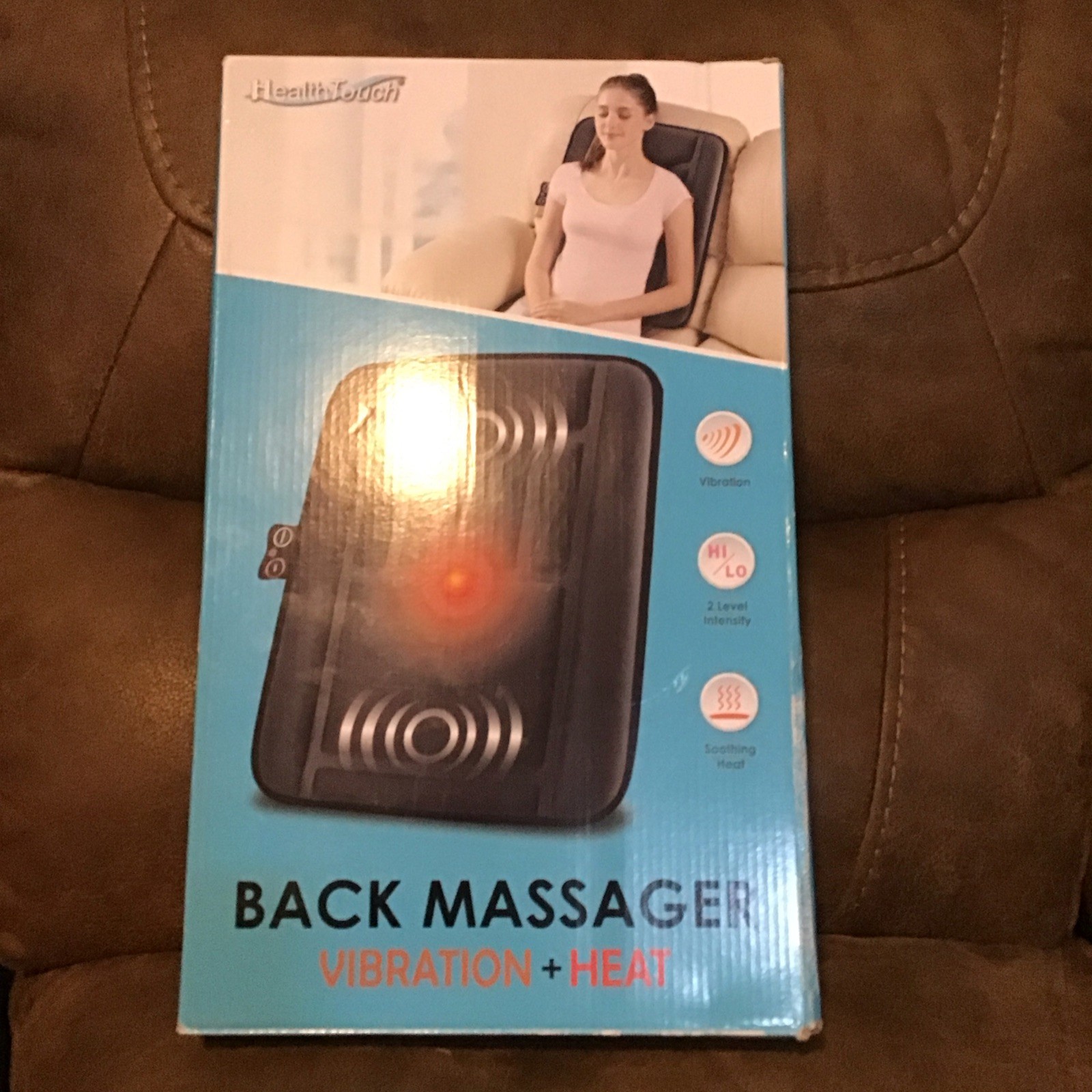 HealthTouch Back Massager Pad with Vibration & Heat Setting, Black