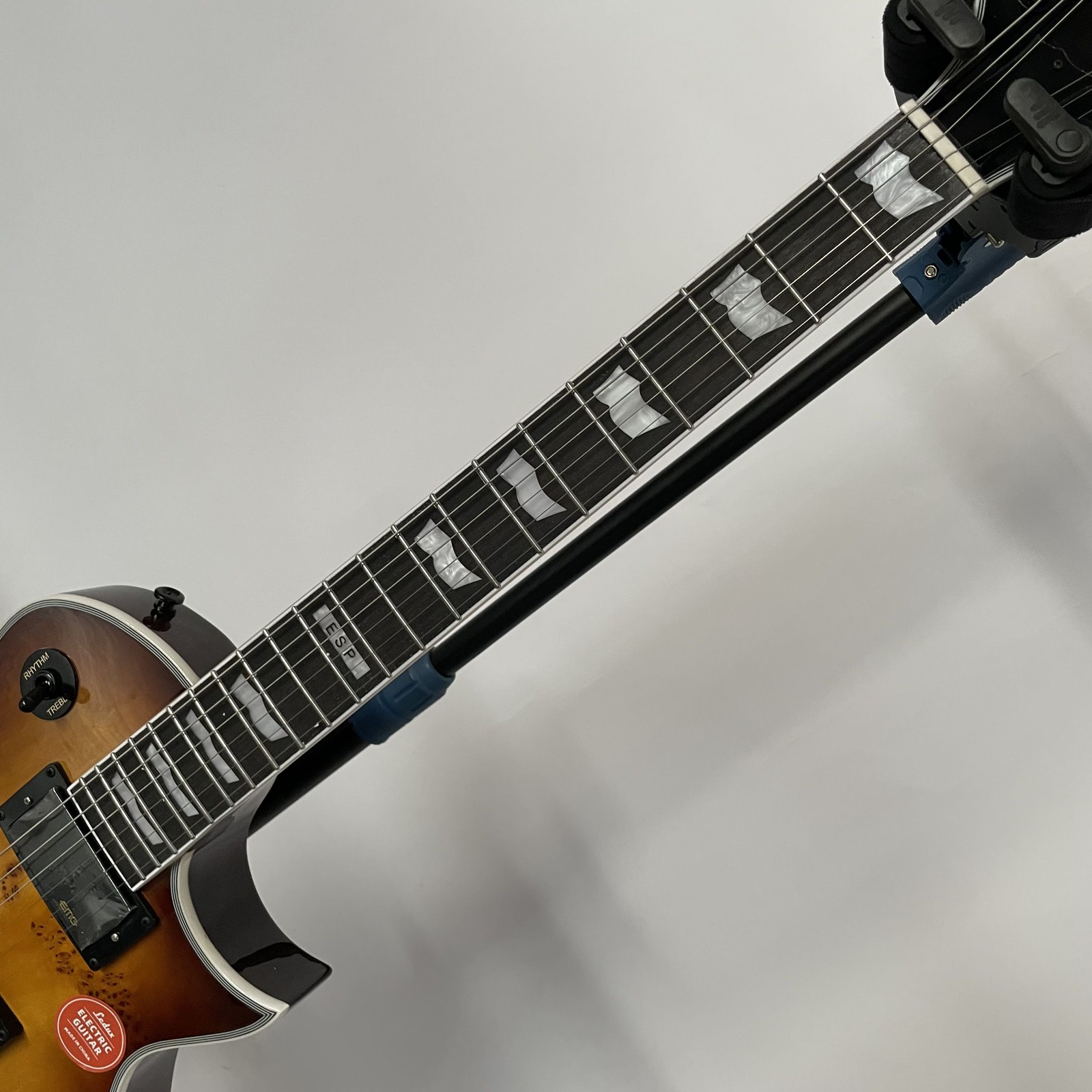 Cutaway Solid Electric Guitar Active Pickups Burl Maple Sunburst Black Hardware