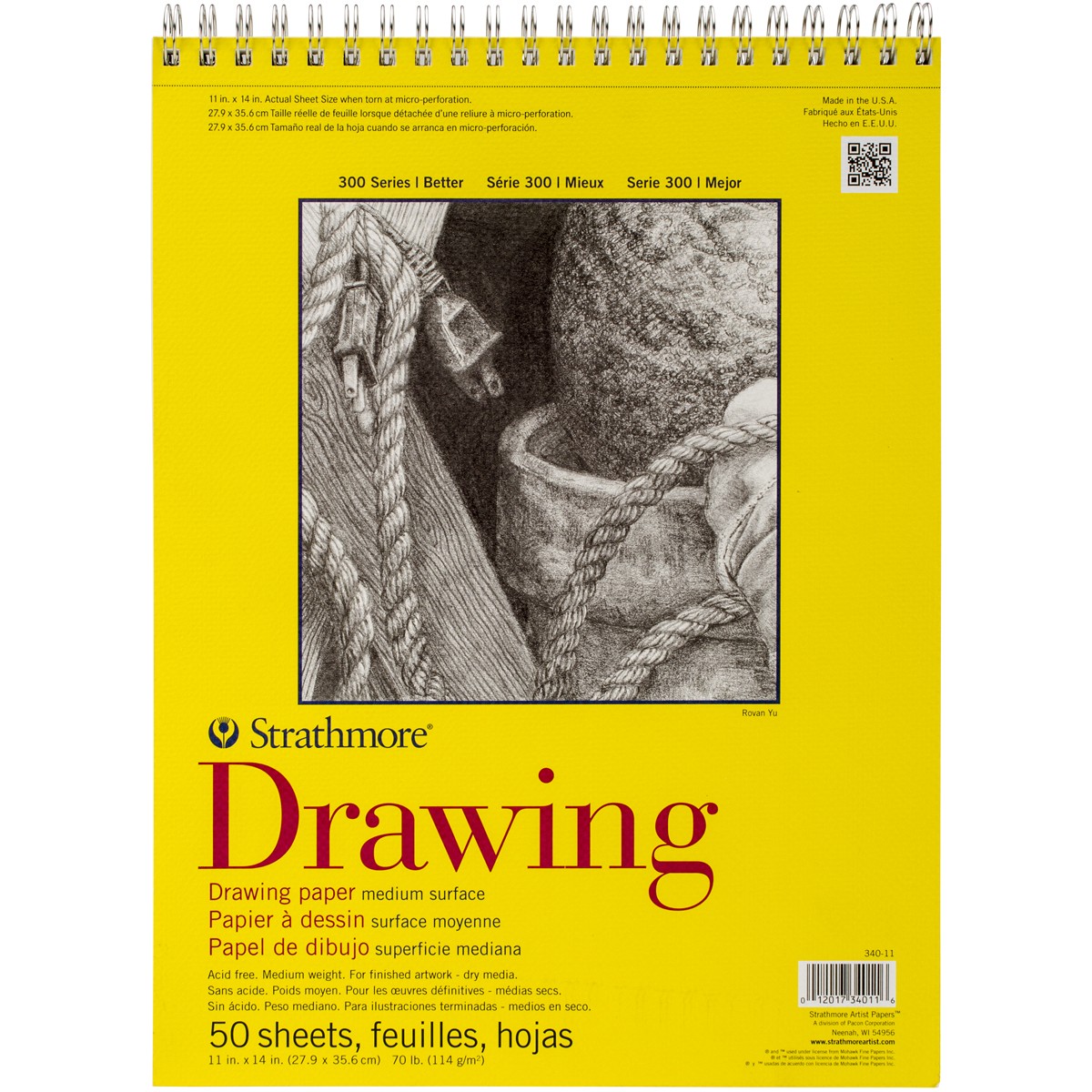 Strathmore Medium Drawing Spiral Paper Pad 11"X14" 50 Sheets