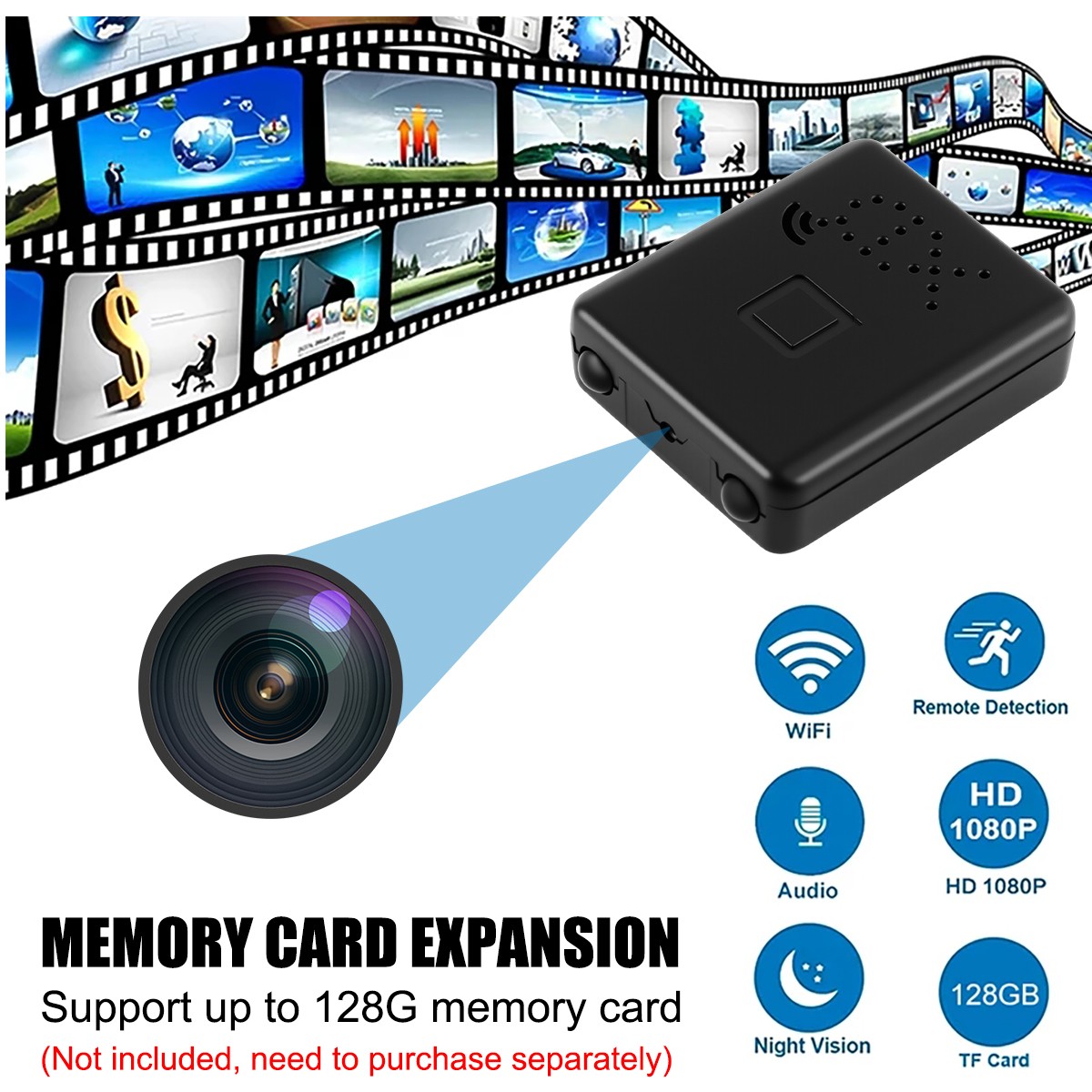 Small WiFi Security Camera 1080P No Battery Plug & Play Indoor Office