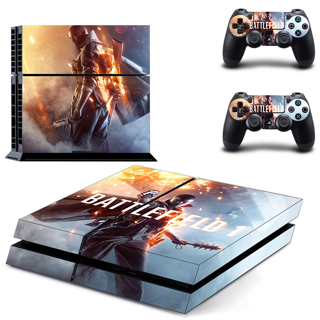 Sony PS4 Console and Controller Skins / Decal -- Battlefield I Design 4 (#1651)