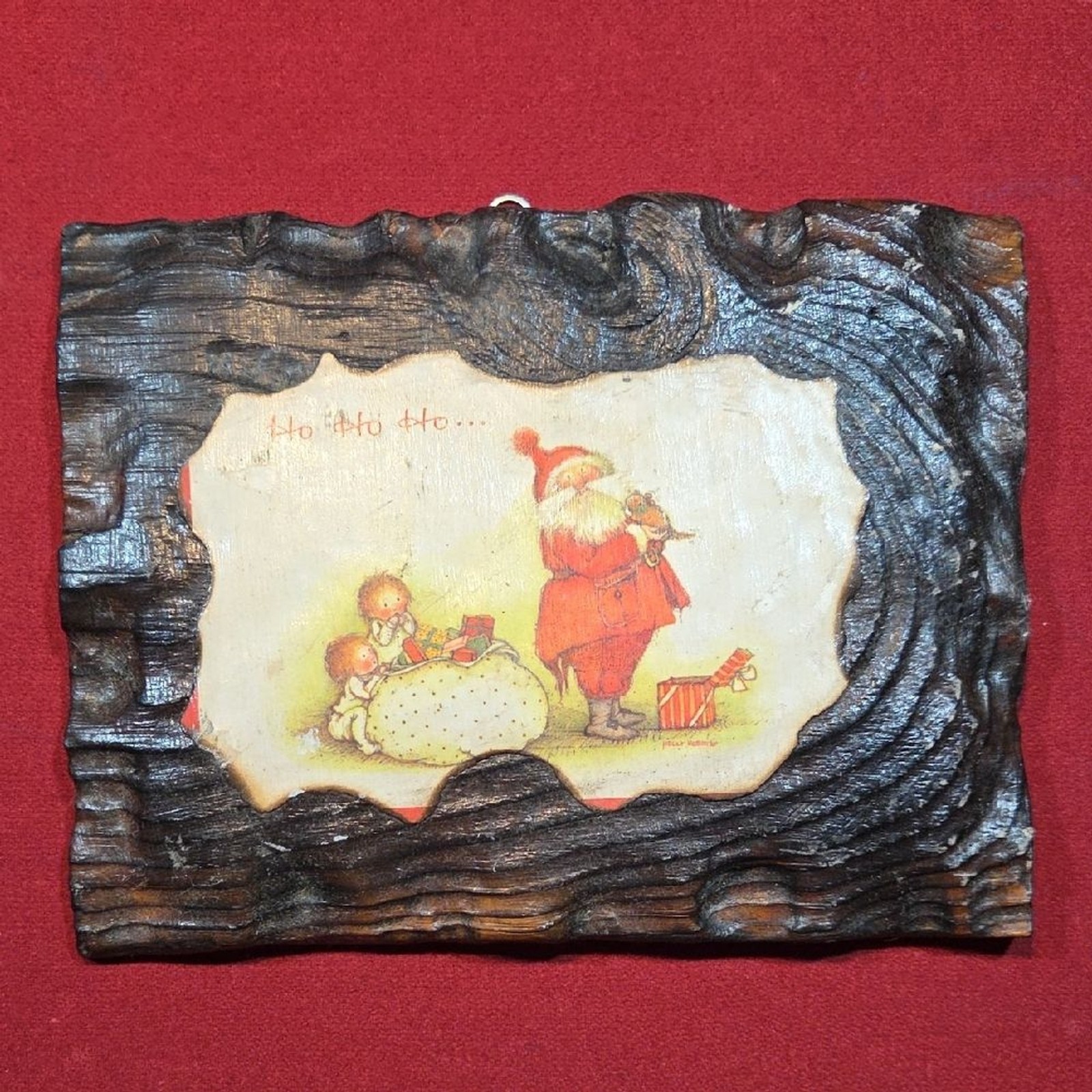 Rustic Santa Claus Holiday Plaque Vintage