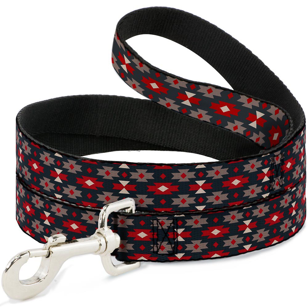 Dog Leash Mini Navajo Black/Gray/Red/White NARROW 0.5"