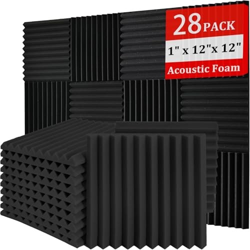 Acoustic Foam Panels 28 Pack 1" x 12"x 12"  Soundproofing Panels Wedges for