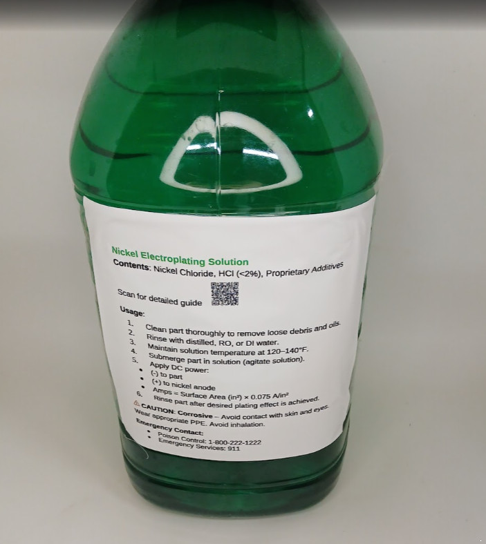 Professional Nickel Plating Solution for Metal Finish – 1 Gallon Mix