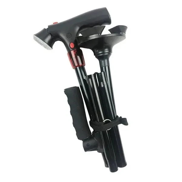 Adjustable Height Cane With LED Light Alert Button Walking Stick - Free Ship US