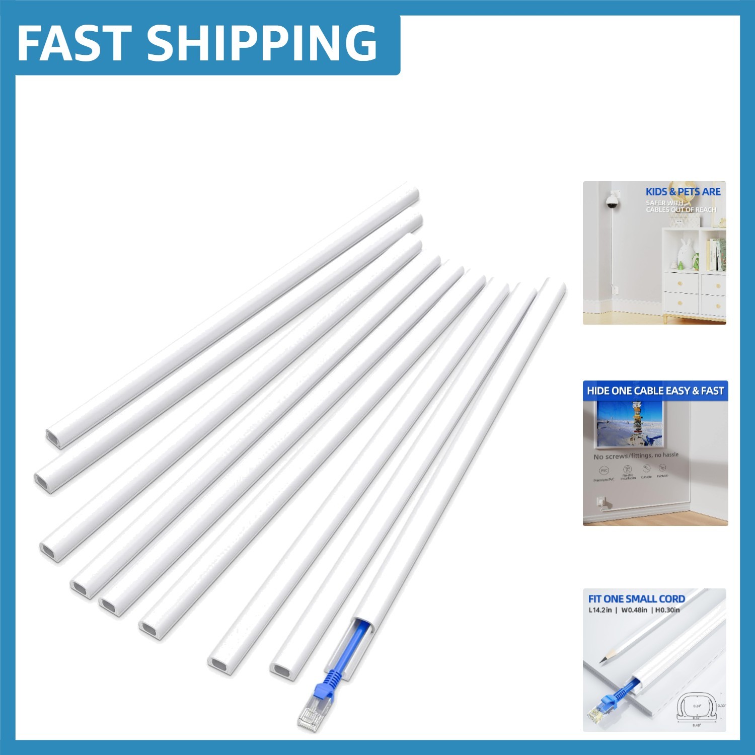 Elegant 128in Self-Adhesive Cord Hider for Safe and Discreet Cable Management