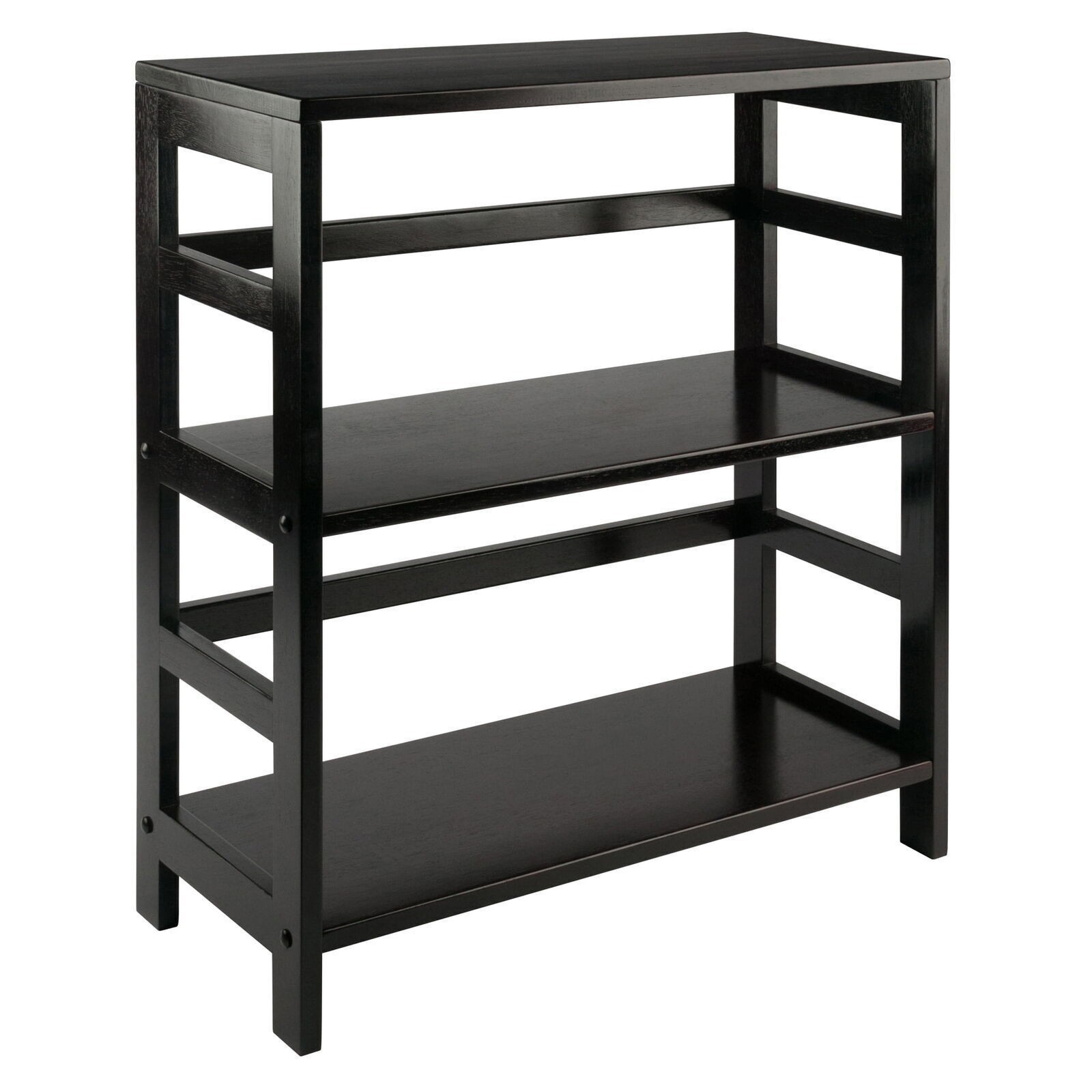 Wood 2 Tier Freestanding Shelf 12 In Gap Between Shelves Espresso Finish 21.1 Lb