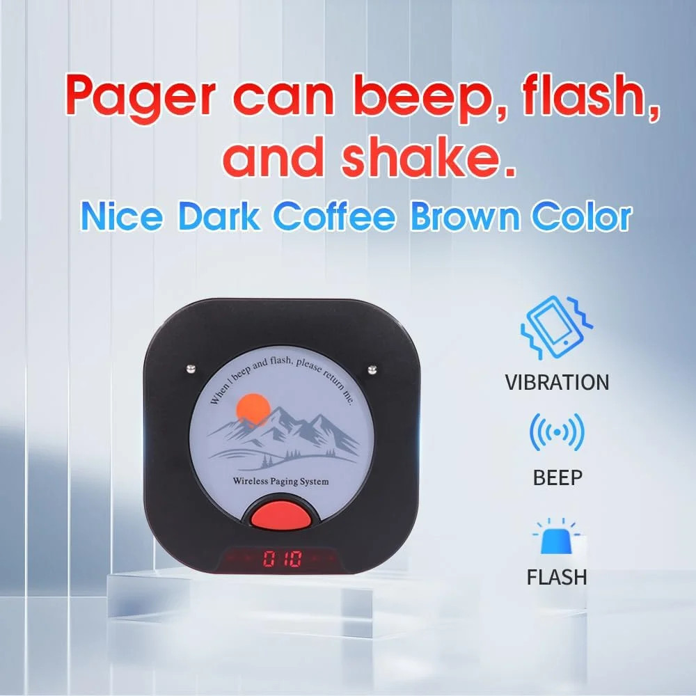 AGJ Restaurant Pager System Touch Keyboard Wireless Calling System 20 Pagers Bee